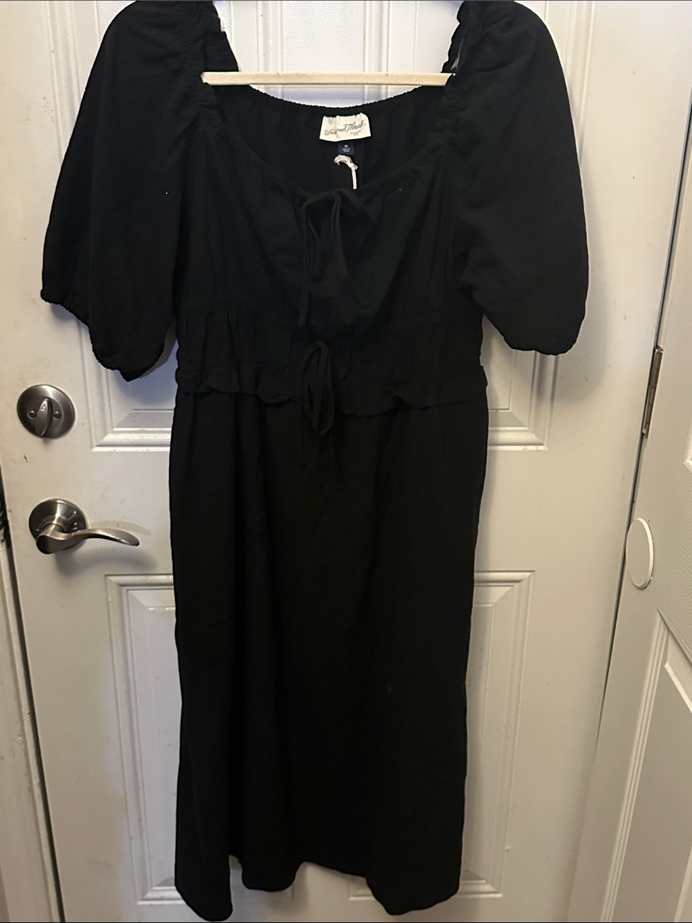 Black Puff-Sleeve Midi Dress by Universal Thread NWT goth size M Festival dress